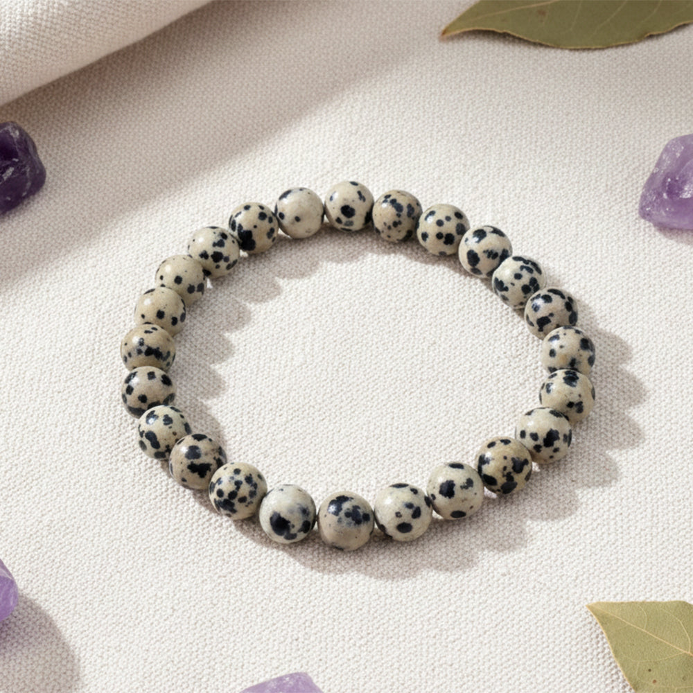 JewelMaze Dalmatian Jasper Natural Stone Bracelet