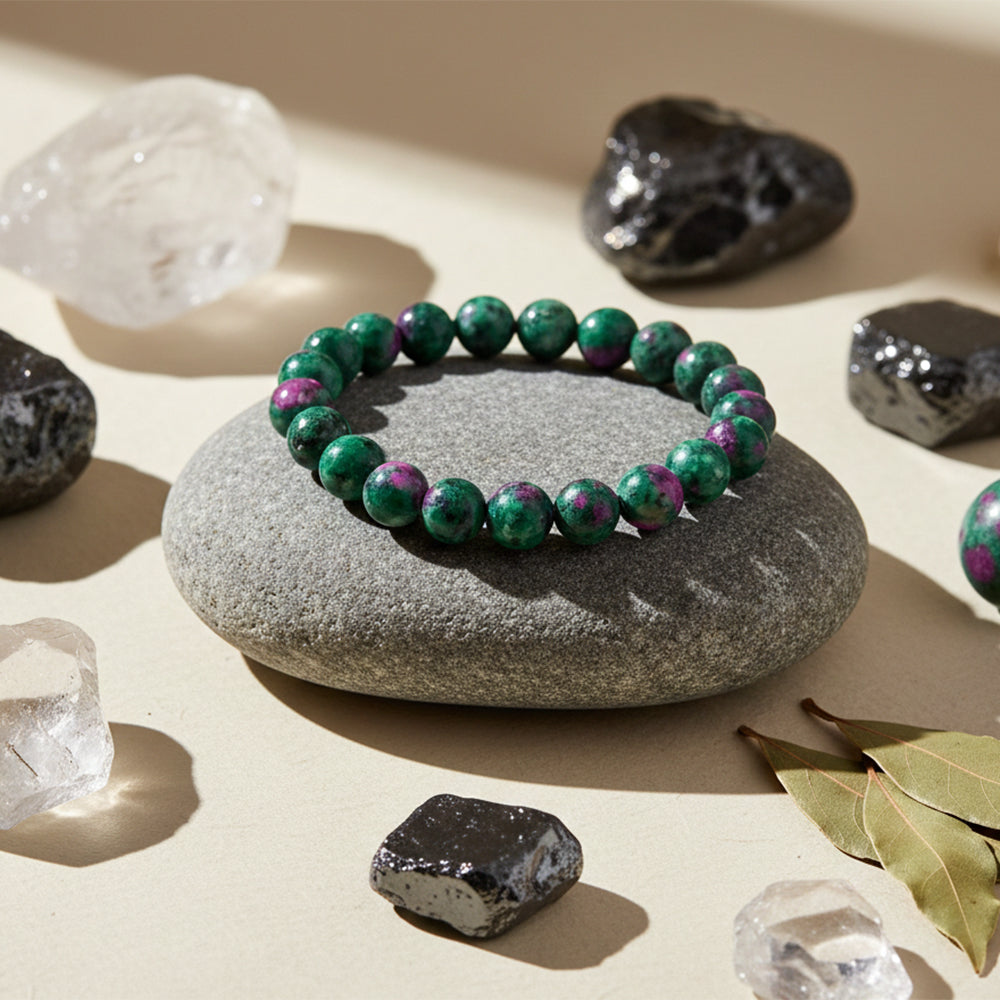 JewelMaze Ruby Zoisite Natural Stone Bracelet