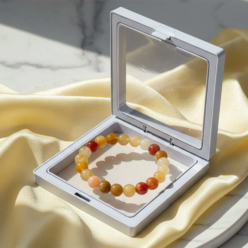 JewelMaze Golden Silk Jade Natural Stone Bracelet