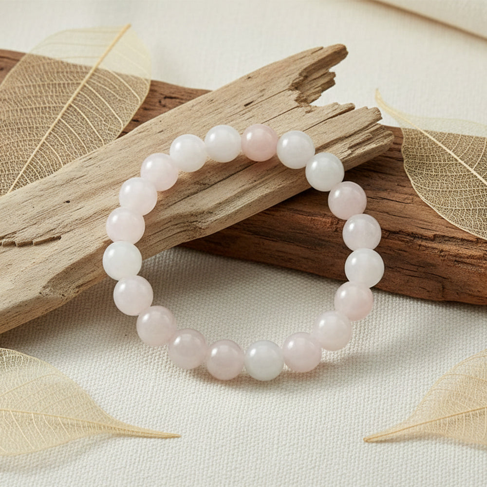 JewelMaze Rose Quartz Natural Stone Bracelet