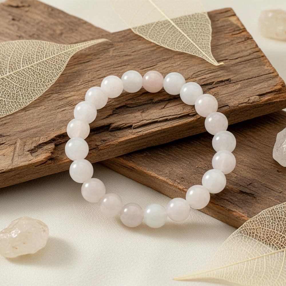 JewelMaze Rose Quartz Natural Stone Bracelet