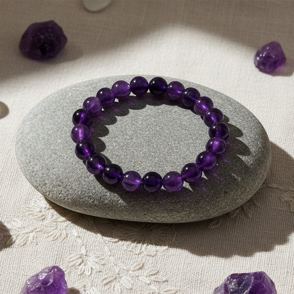 JewelMaze Amethyst Natural Stone Bracelet