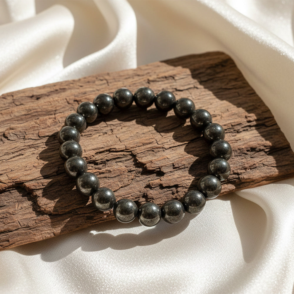 JewelMaze Pyrite Natural Stone Money Magnet Bracelet