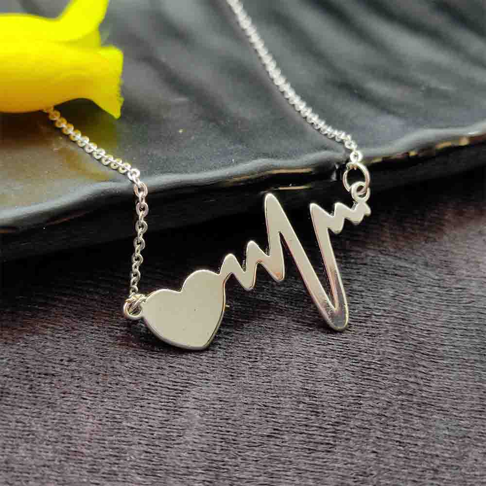 JewelMaze Heart Beat Shape Chain Pendant - 113114608RG