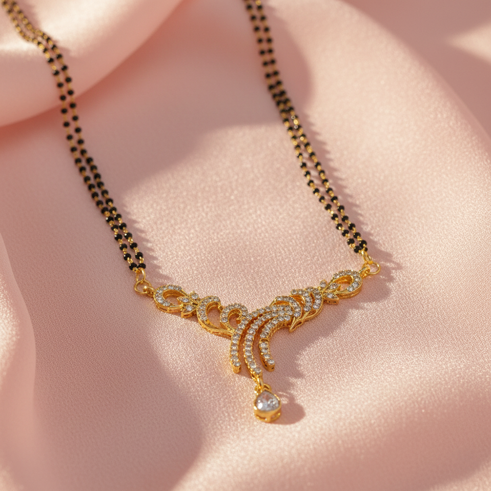 JewelMaze Everyday Wear Ad Stone Mangalsutra Elegant