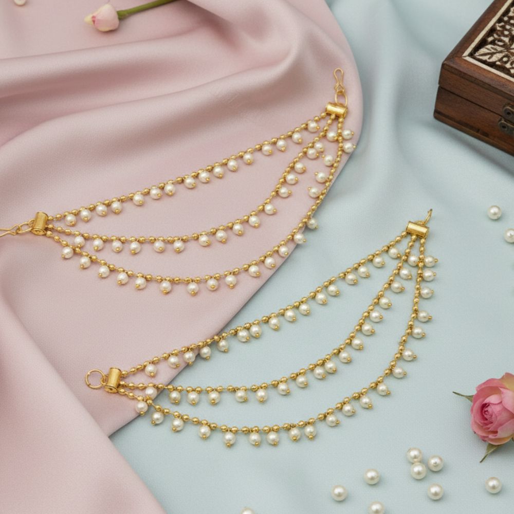 JewelMaze Traditional 3 Line Kaan Chain\Earchain