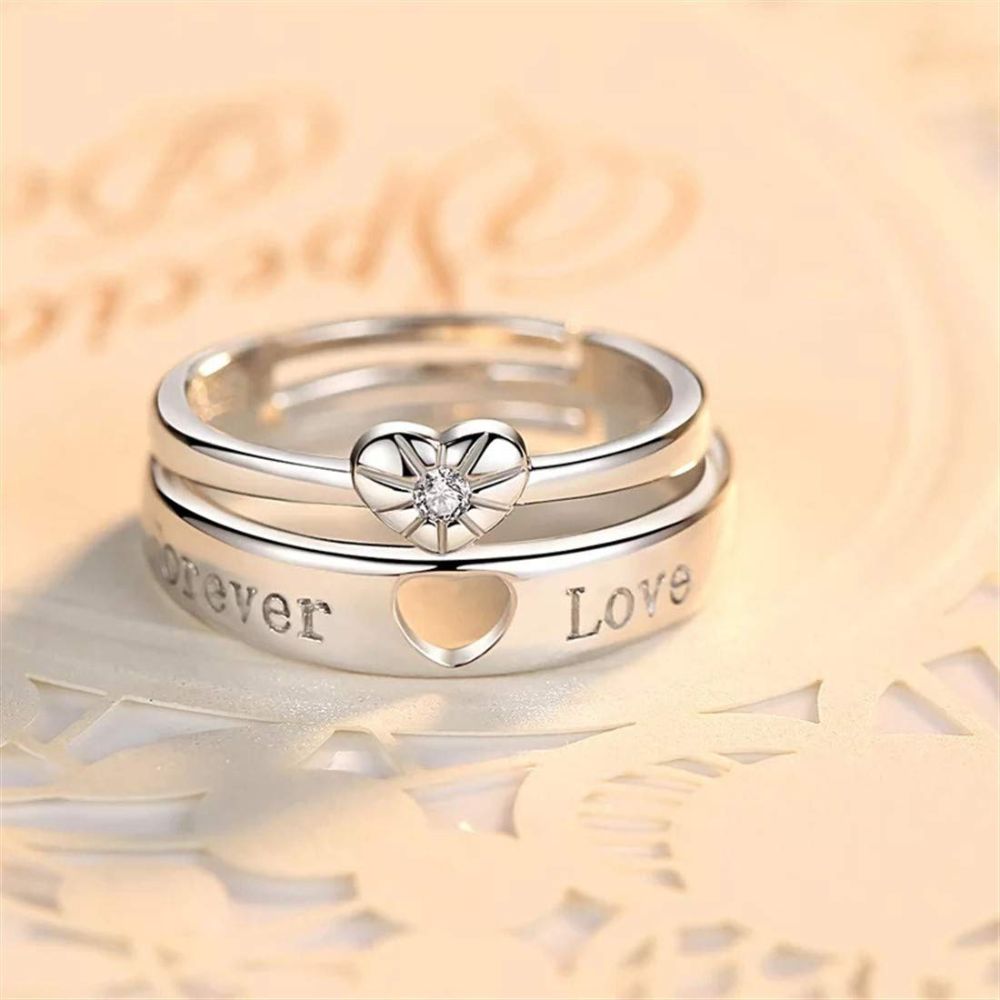 JewelMaze Heart Design Couple Rings for Couples ( Assorted )