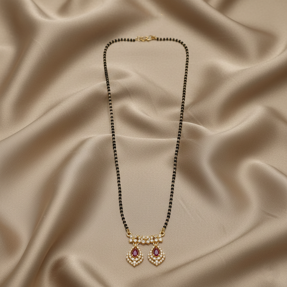 JewelMaze Lightweight Daily Wear Ad Mangalsutra with Stone Work