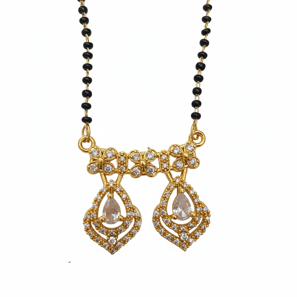 JewelMaze Modern Floral Ad Mangalsutra with Sparkling Stone