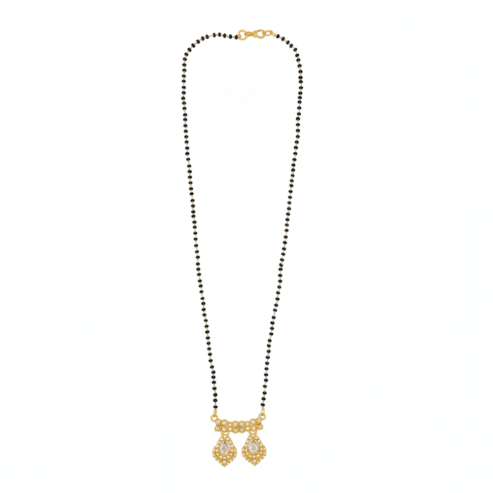JewelMaze Modern Floral Ad Mangalsutra with Sparkling Stone