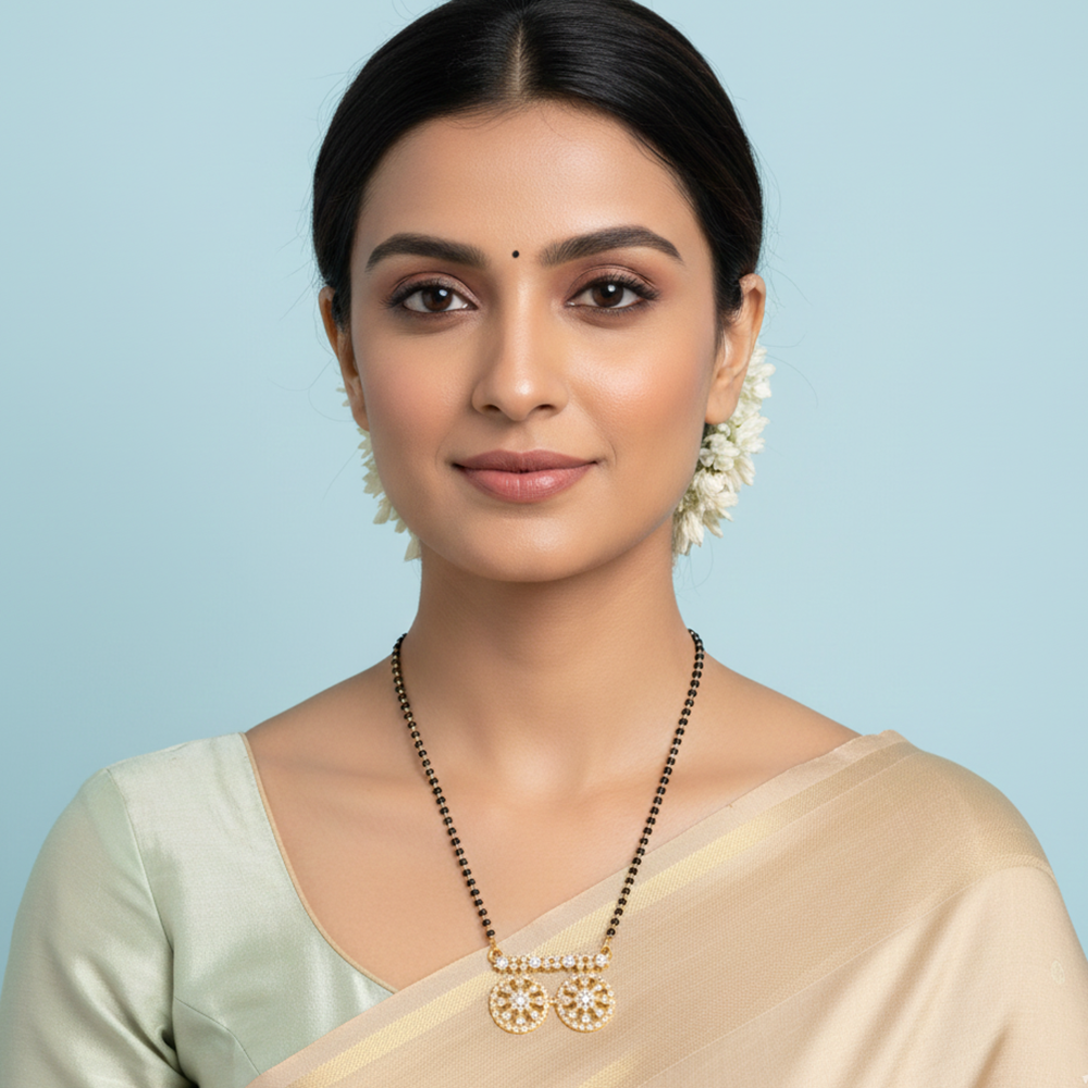 JewelMaze Lightweight Daily Wear Ad Mangalsutra with Stone Work