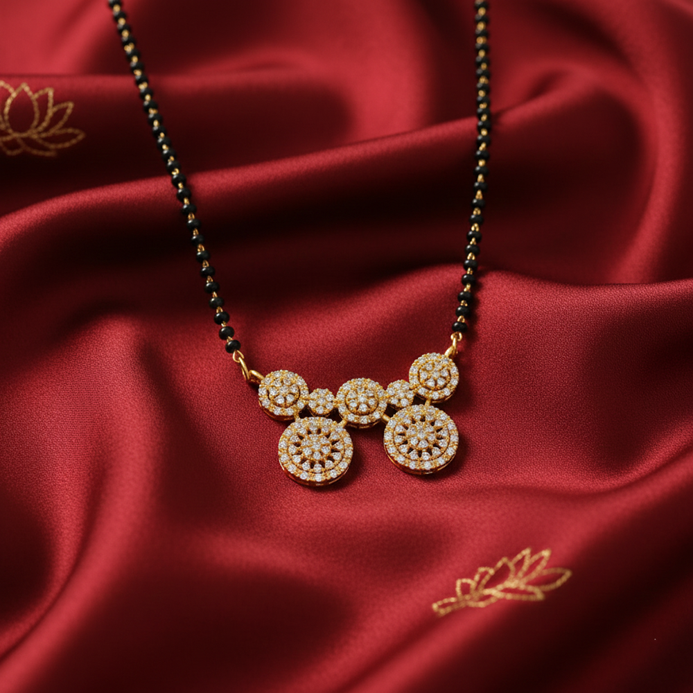 JewelMaze GraceBloom Floral Stone Ad Mangalsutra for Everyday Glam
