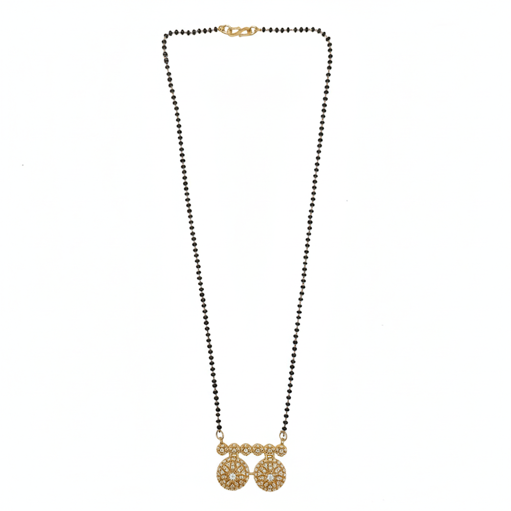 JewelMaze GraceBloom Floral Stone Ad Mangalsutra for Everyday Glam