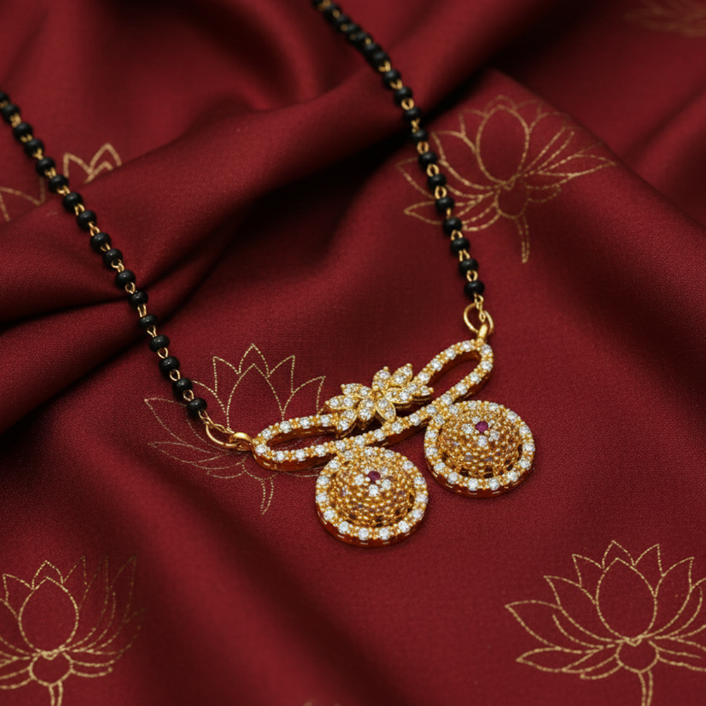 JewelMaze Delicate Bloom Gold Finish Ad Mangalsutra for Daily Grace