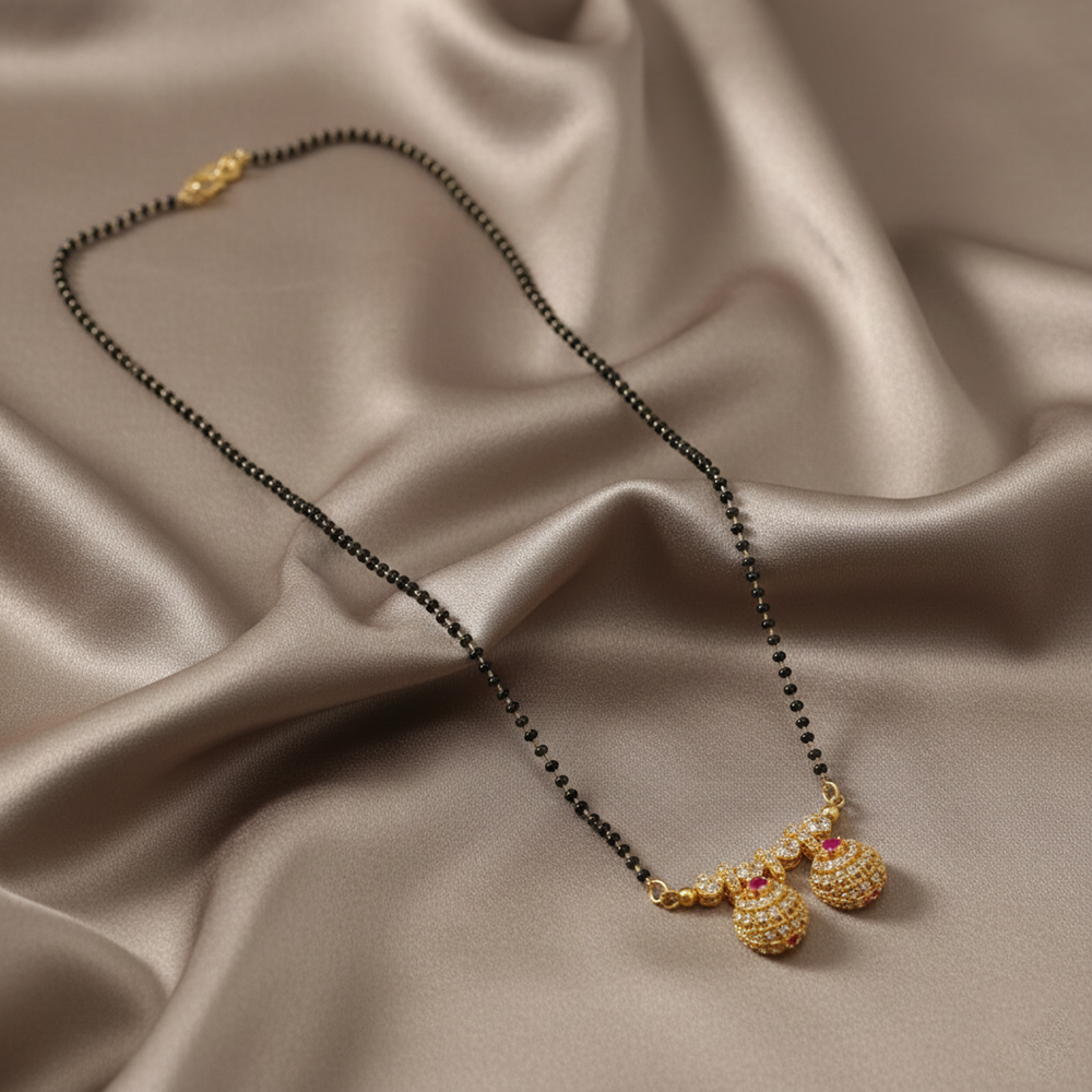 JewelMaze Timeless Petal Motif Ad Mangalsutra with Sparkle