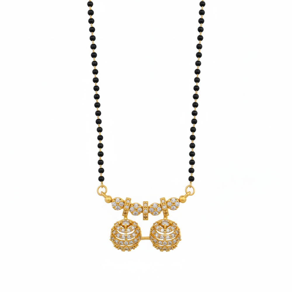 JewelMaze Timeless Petal Motif Ad Mangalsutra with Subtle Sparkle