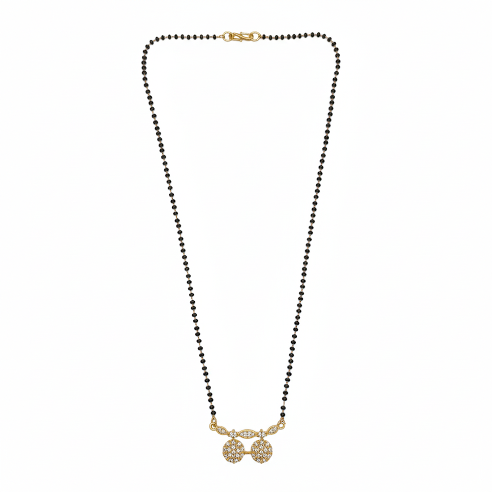 JewelMaze Modern Muse Floral Ad Mangalsutra with Traditional Black Beads