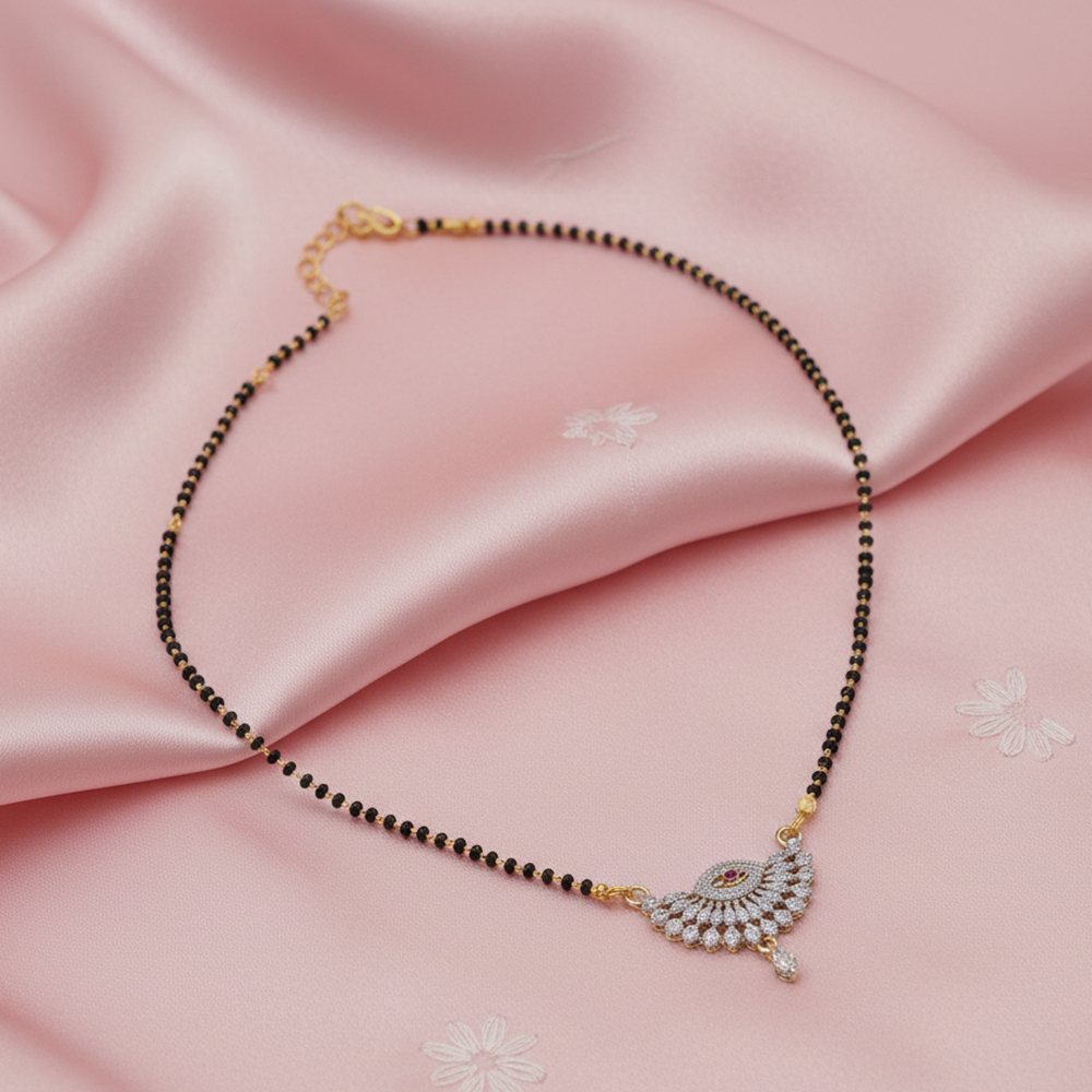 JewelMaze Classic Black Beads Everyday Mangalsutra