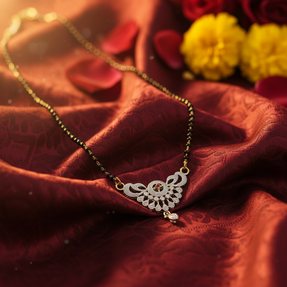 JewelMaze Modern Daily Wear Mangalsutra with Subtle Charm