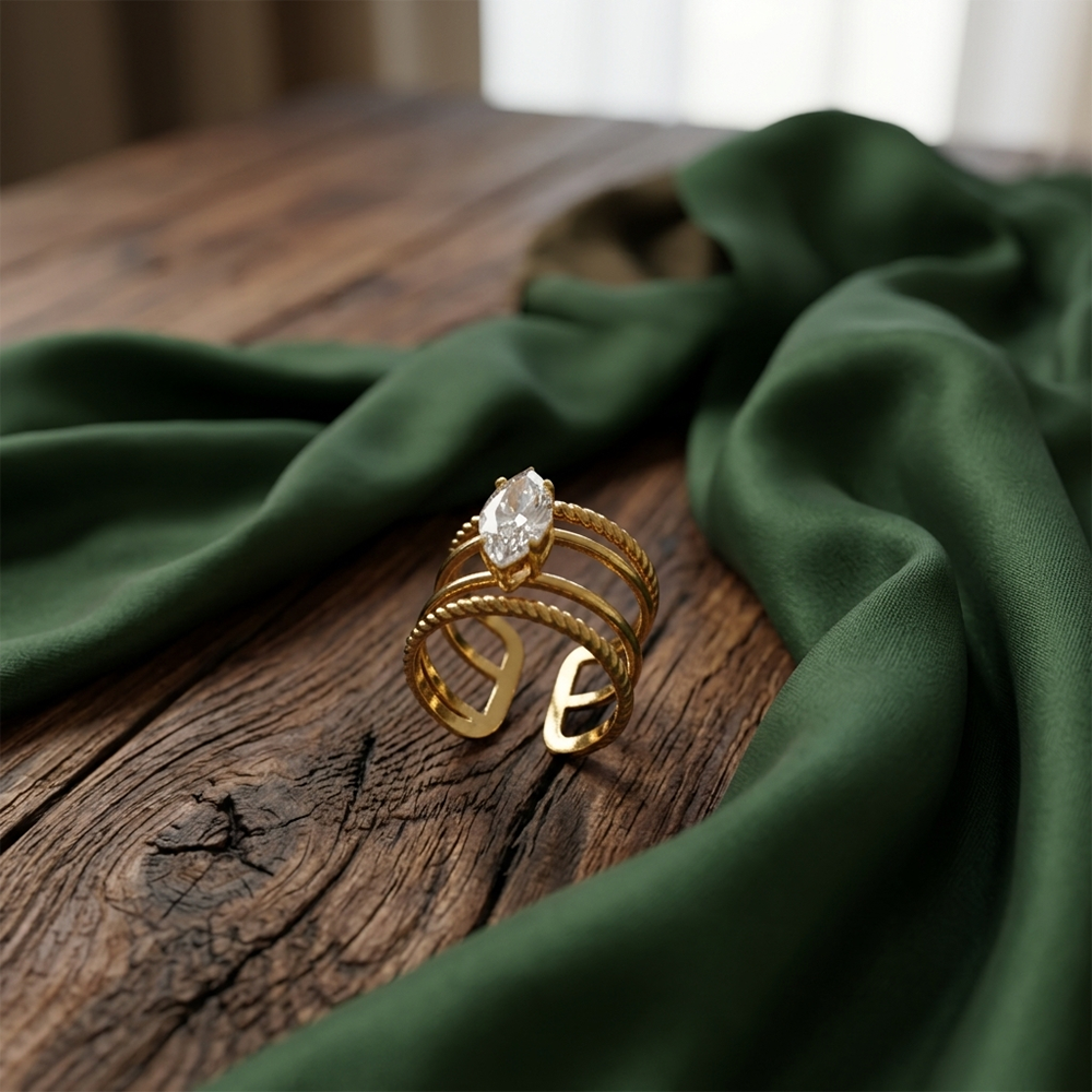 JewelMaze American Diamond Anti Tarnish Adjustable Ring