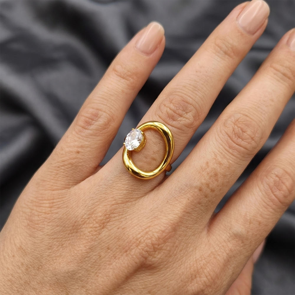 JewelMaze American Diamond Anti Tarnish Adjustable Ring