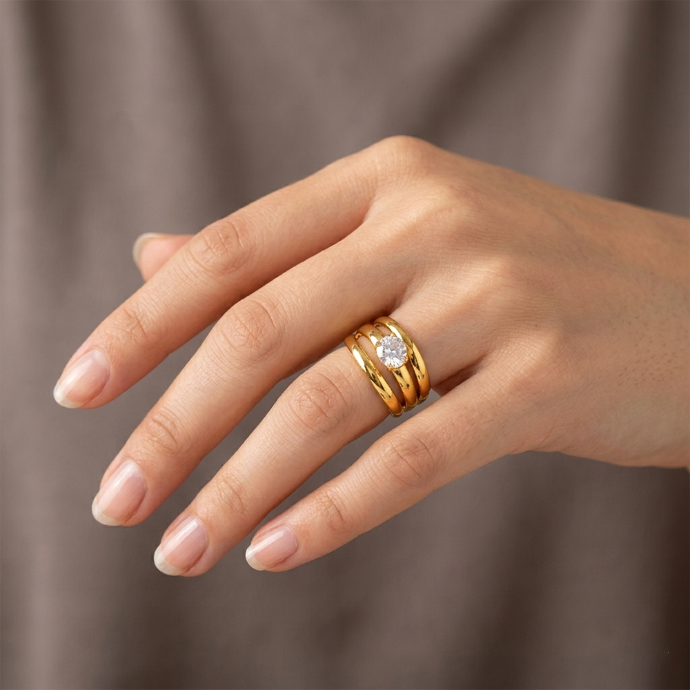 JewelMaze American Diamond Anti Tarnish Adjustable Ring