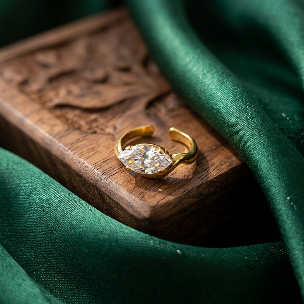 JewelMaze American Diamond Anti Tarnish Adjustable Ring