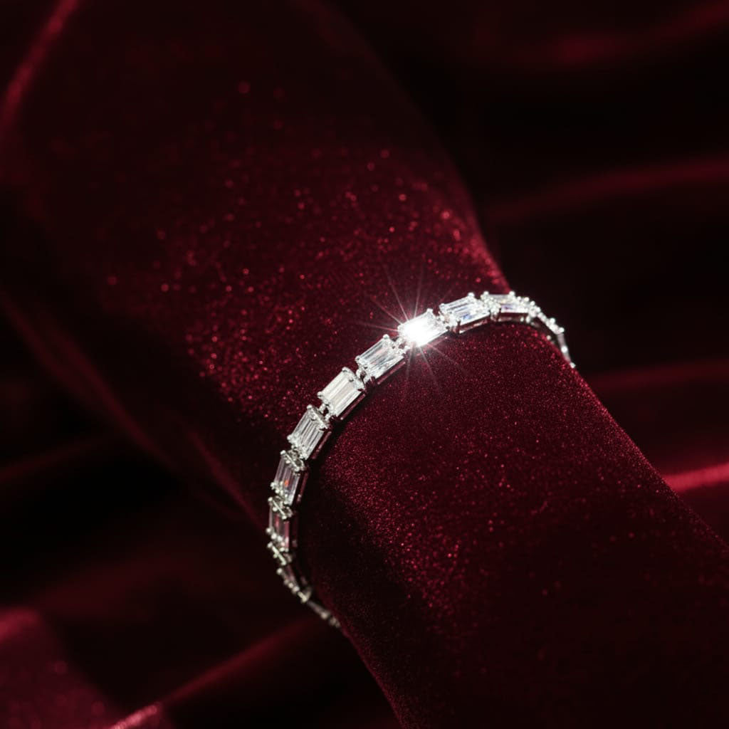 JewelMaze Silver Plated Crystal Stone Bracelet - 1404923S