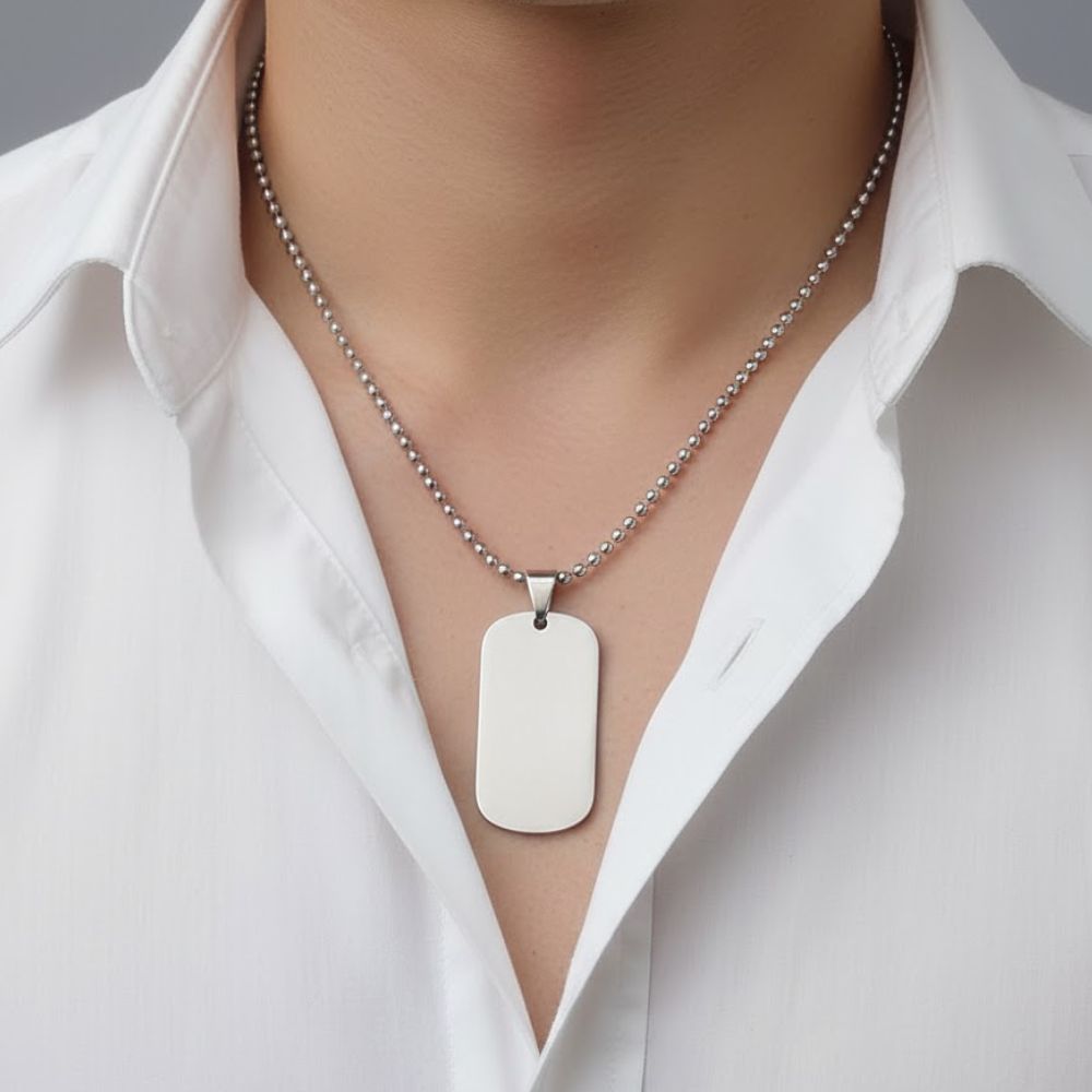 JewelMaze Rectangle Steel Chain Pendant For Men