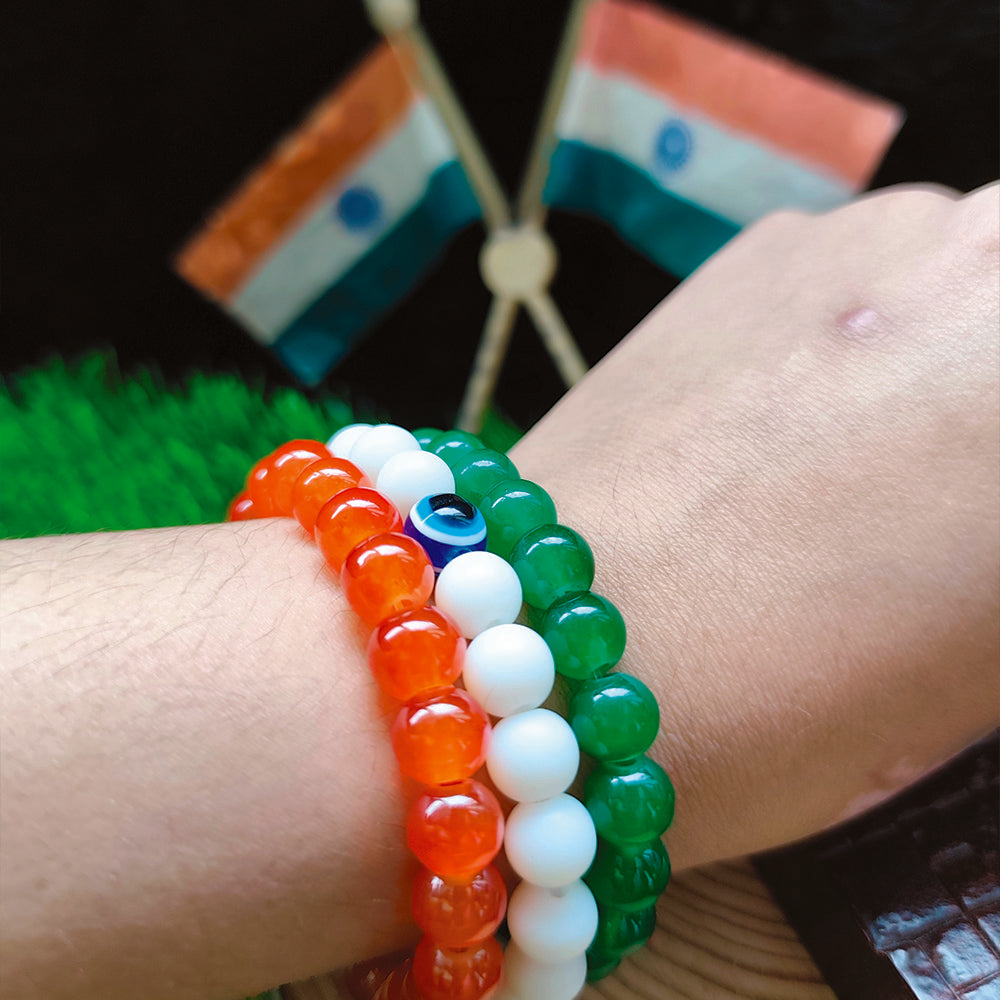JewelMaze Independence Day Special Tiranga Beads Bracelet
