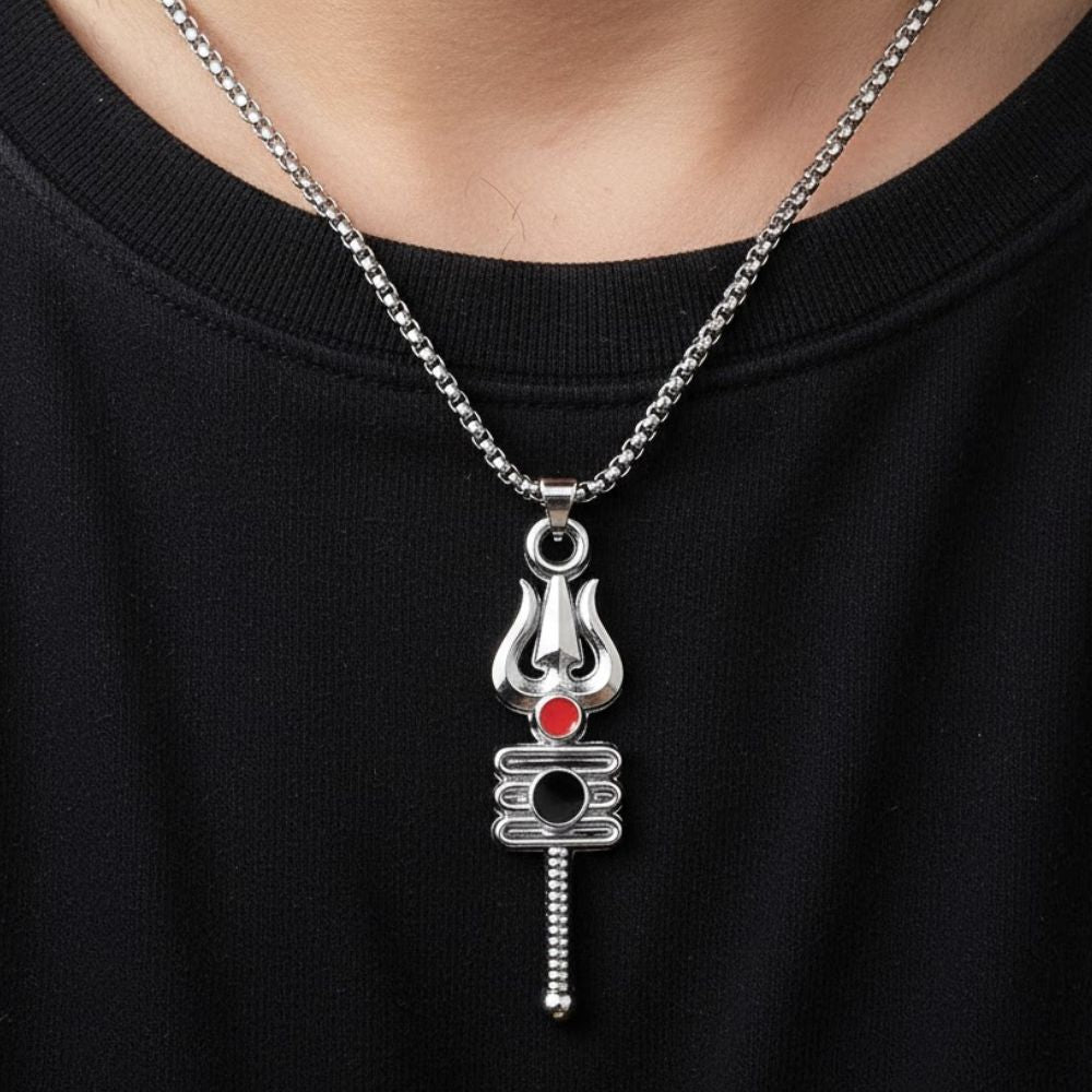 JewelMaze Shiva Trishul  Chain Pendant Pendant