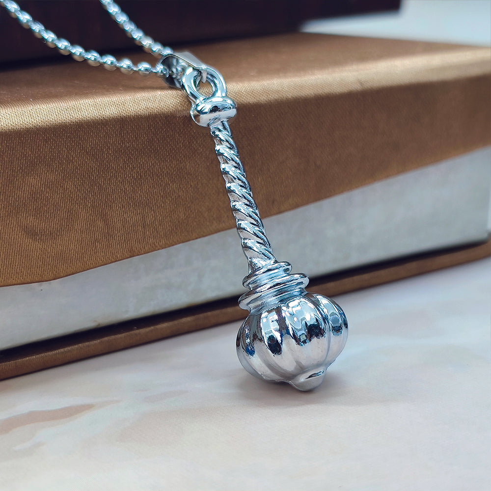 JewelMaze Hanuman Gada Silver Pendant with ball chain For Unisex
