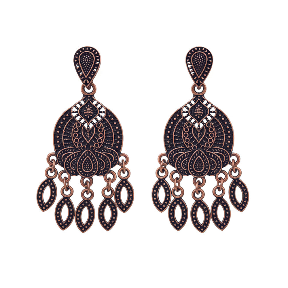 Jewelmaze Antique Copper Finish Dangler Earrings