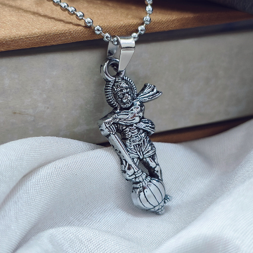 JewelMaze Silver Chain  Hanuman  Pendant for Men