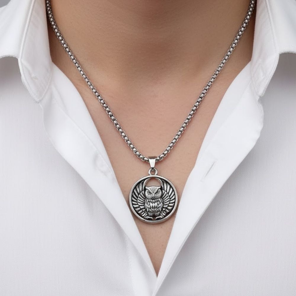 JewelMaze Owl Chain Pendant For Men