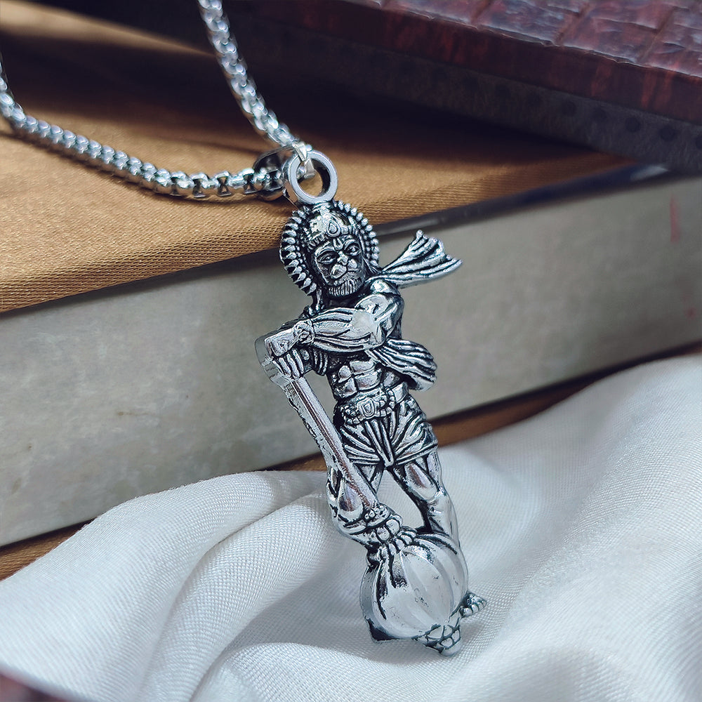 JewelMaze Hanuman Gada Locket Chain Pendant for Men