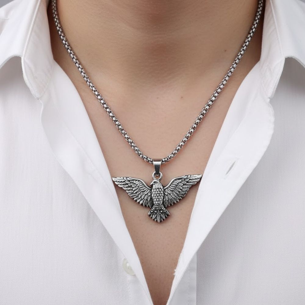 JewelMaze Winged Eagle Chain Pendant For Men and Women