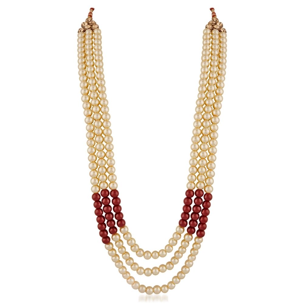 JewelMaze Premium Polki Kundan Multi-Layer Bridal Necklace Set