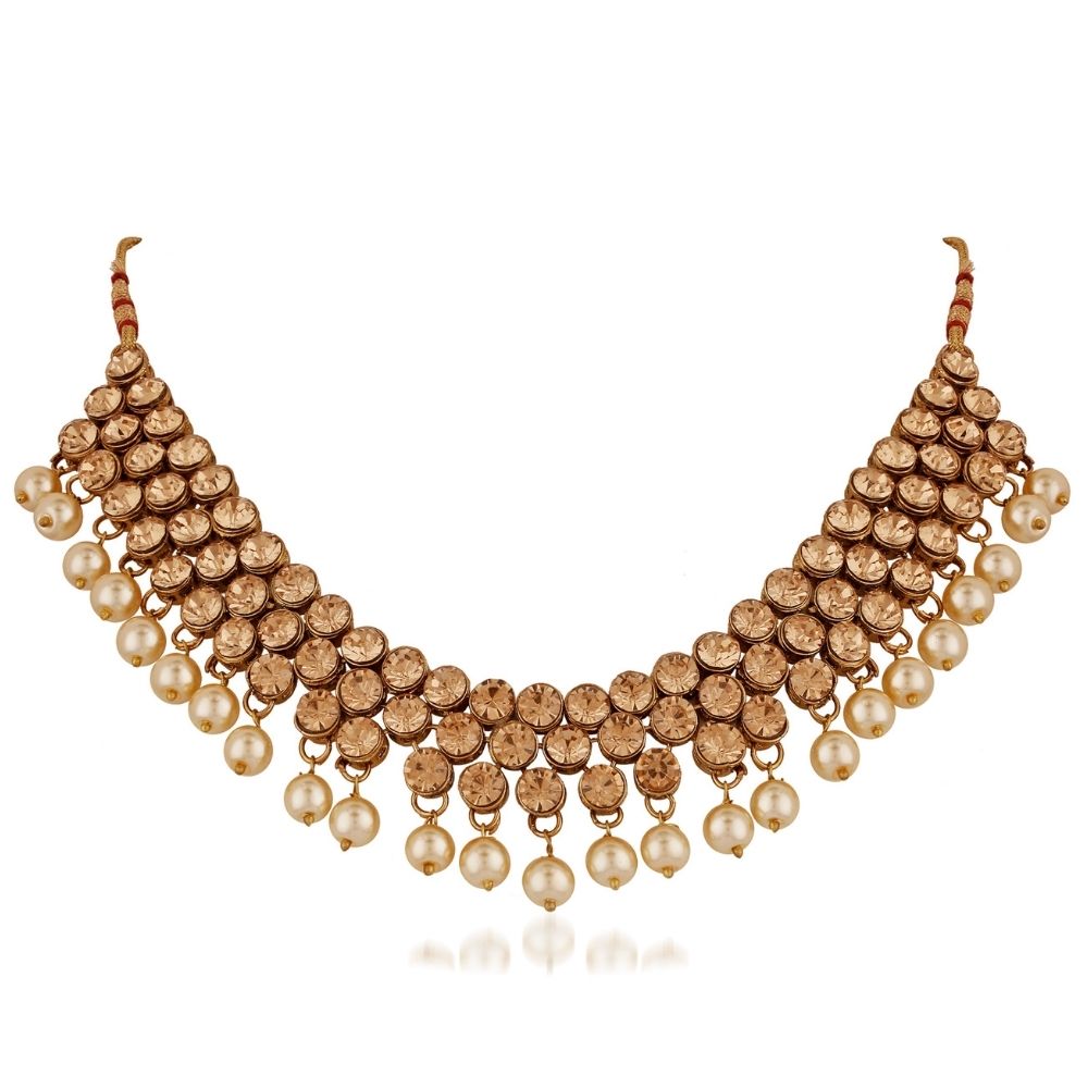 JewelMaze Premium Polki Kundan Multi-Layer Bridal Necklace Set