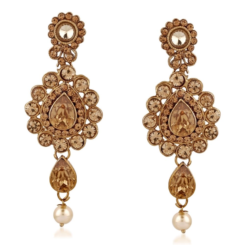 JewelMaze Premium Polki Kundan Multi-Layer Bridal Necklace Set