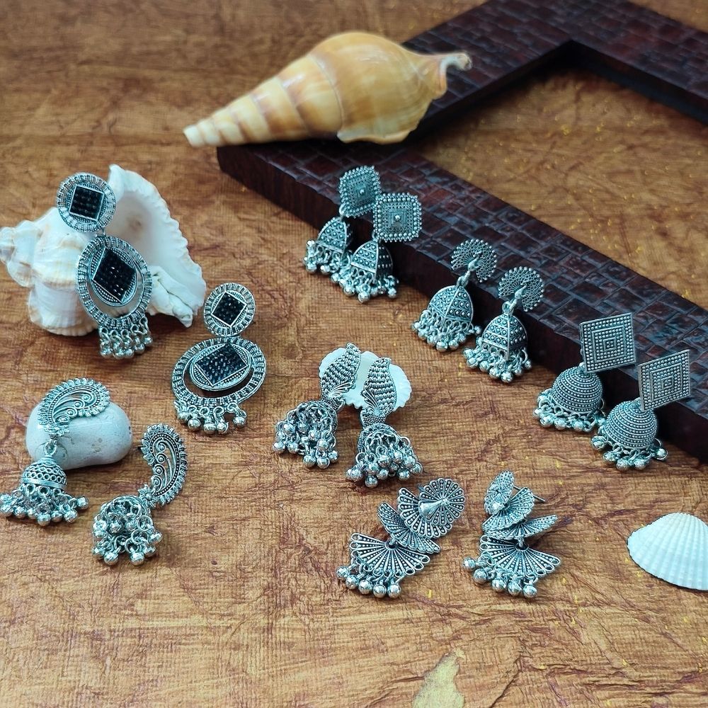 JewelMaze Set of 7 Earrings Combo - 1005290