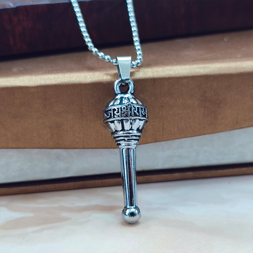 JewelMaze Oxidized Silver Plated Spiritual Gada Locket Pendant