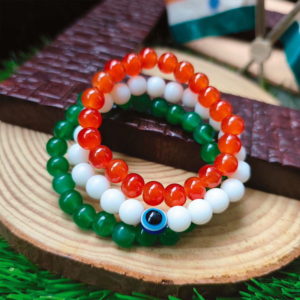 JewelMaze Independence Day Special Tiranga Beads Bracelet