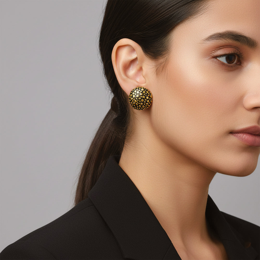 JewelMaze Set of 5 Antique Gold Plated Earring Stud Combo