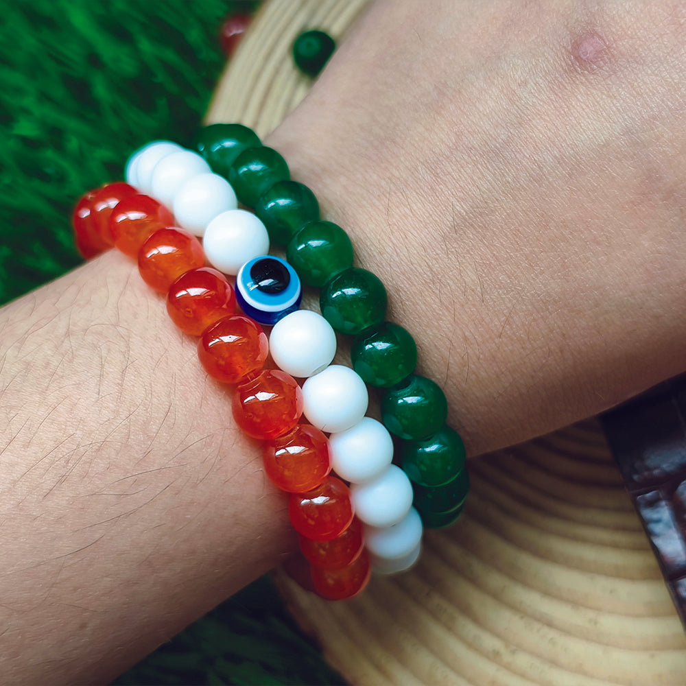JewelMaze Independence Day Special Tiranga Beads Bracelet