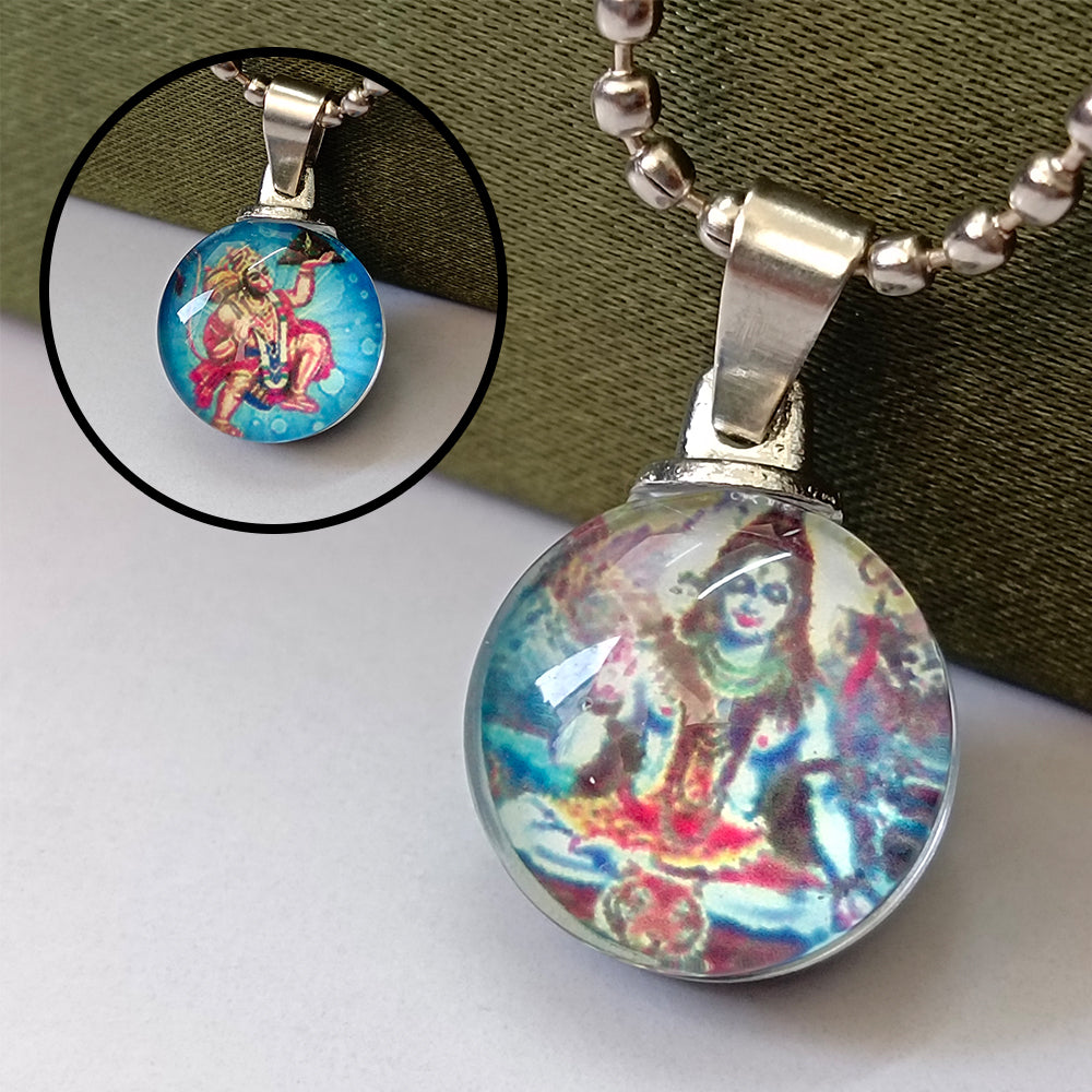 JewelMaze Hanuman and Lord Shiva Mahadev Chain Pendant