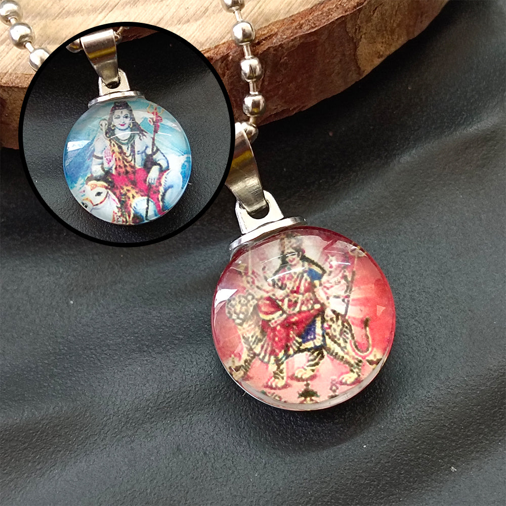 JewelMaze Shiv And Devi Durga Shakti Maa Chain Pendant