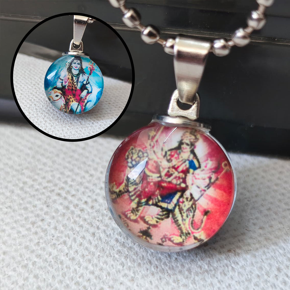 JewelMaze Shiv And Devi Durga Shakti Maa Chain Pendant