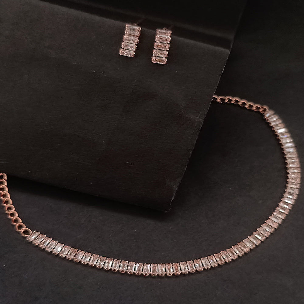 Bhavi Jewels AD Diamond Rose Gold Jewellery Combo - 1005189