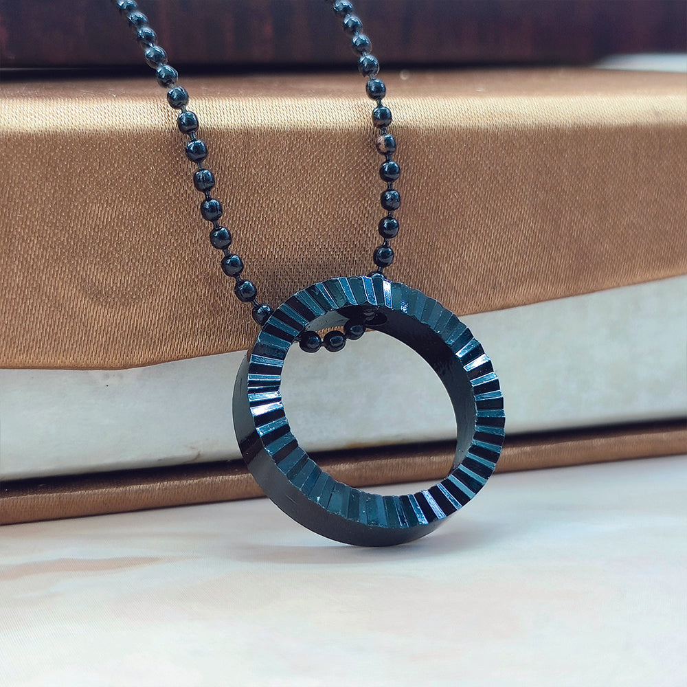 JewelMaze Black Ring Chain for Men & Boys